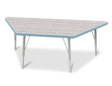 Berries® Trapezoid Activity Table - 30" X 60", E-height - Driftwood Gray/Coastal Blue/Gray
