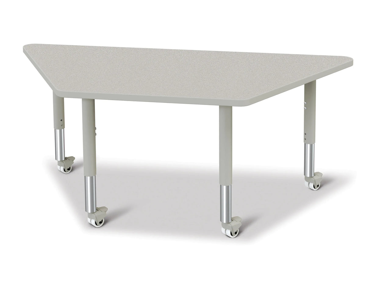 Berries® Trapezoid Activity Tables - 30" X 60", Mobile - Freckled Gray/Gray/Gray
