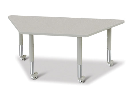 Berries® Trapezoid Activity Tables - 30" X 60", Mobile - Freckled Gray/Gray/Gray