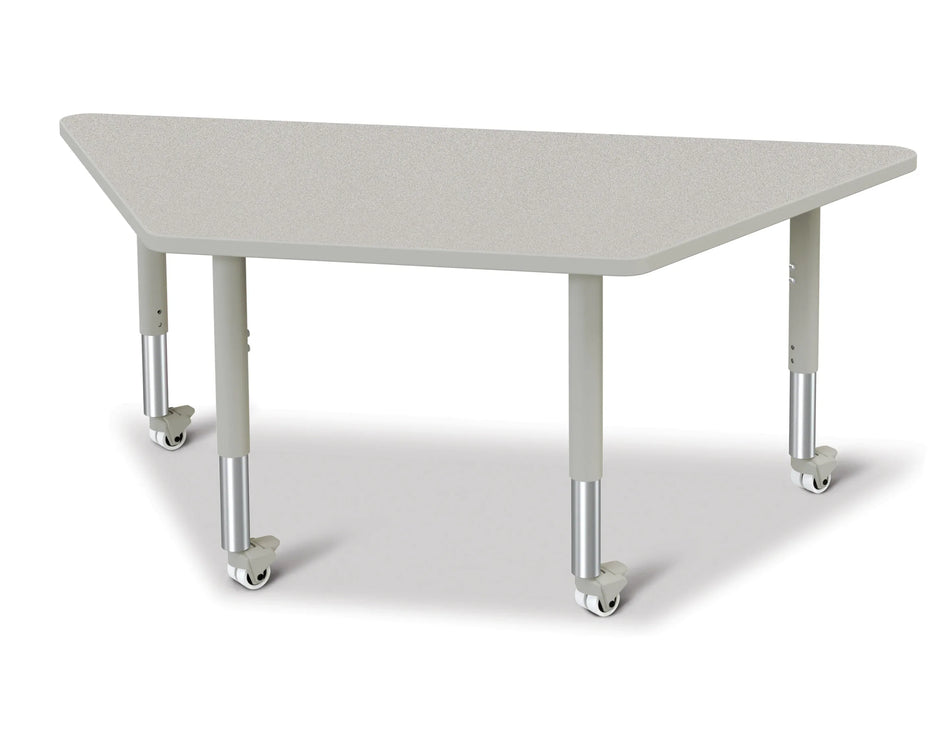 Berries® Trapezoid Activity Tables - 30" X 60", Mobile - Freckled Gray/Gray/Gray
