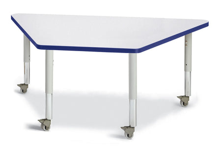 Berries® Trapezoid Activity Tables - 30" X 60", Mobile - Freckled Gray/Blue/Gray