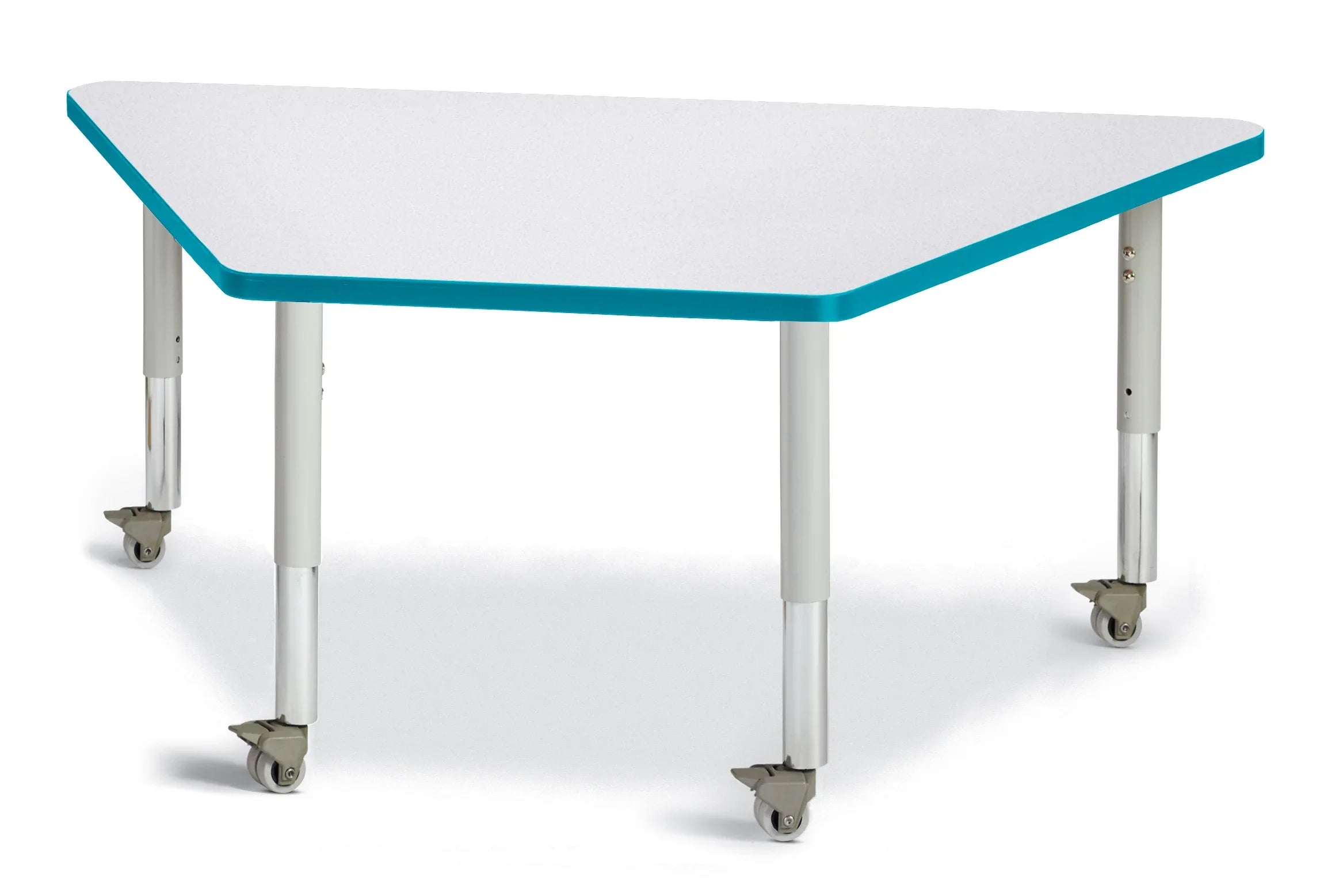 Berries® Trapezoid Activity Tables - 30" X 60", Mobile - Freckled Gray/Teal/Gray