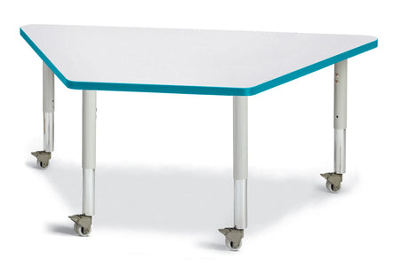 Berries® Trapezoid Activity Tables - 30" X 60", Mobile - Freckled Gray/Teal/Gray