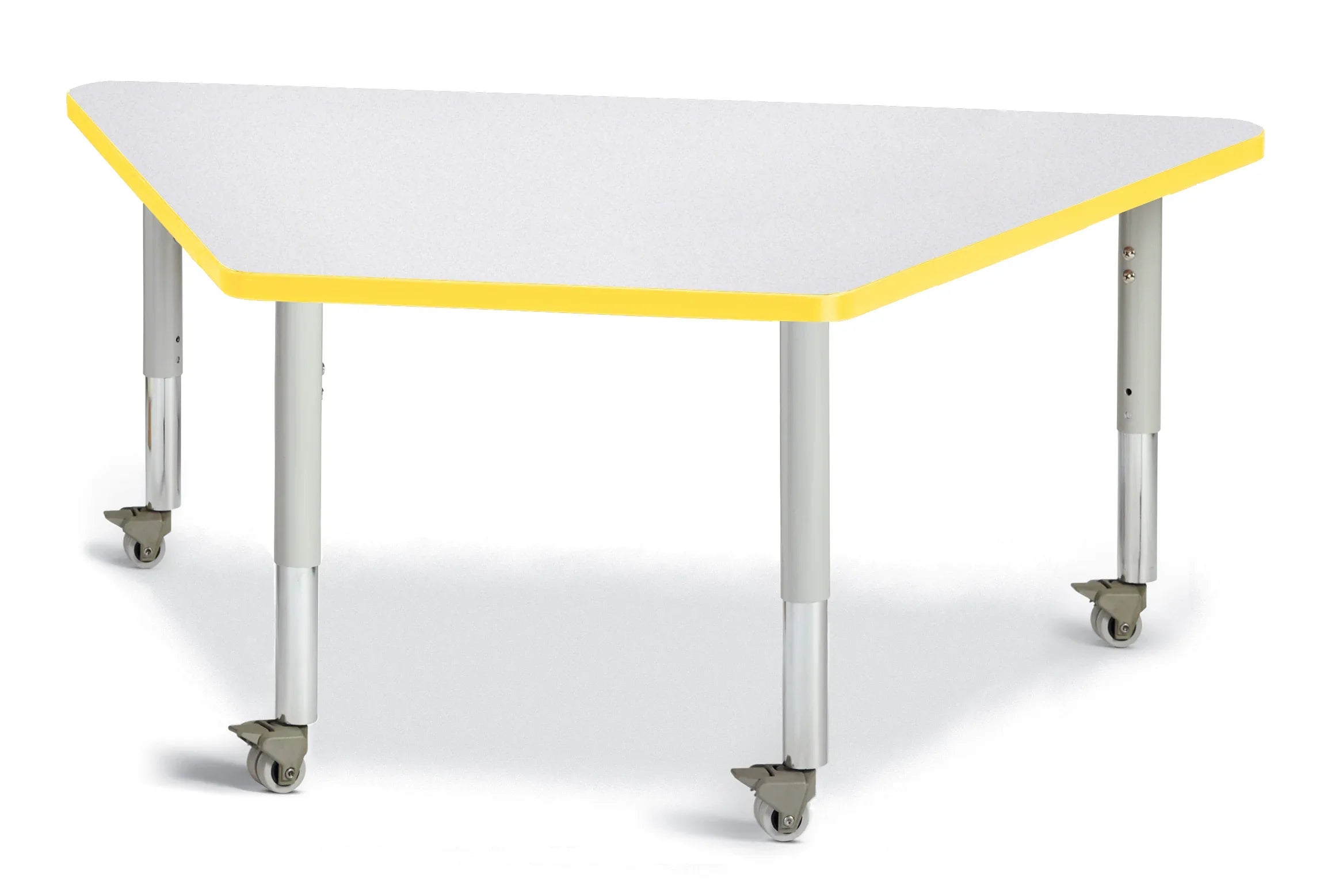 Berries® Trapezoid Activity Tables - 30" X 60", Mobile - Freckled Gray/Yellow/Gray