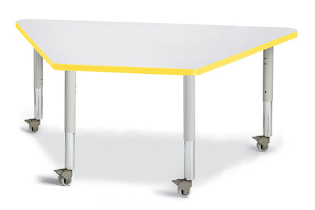 Berries® Trapezoid Activity Tables - 30" X 60", Mobile - Freckled Gray/Yellow/Gray