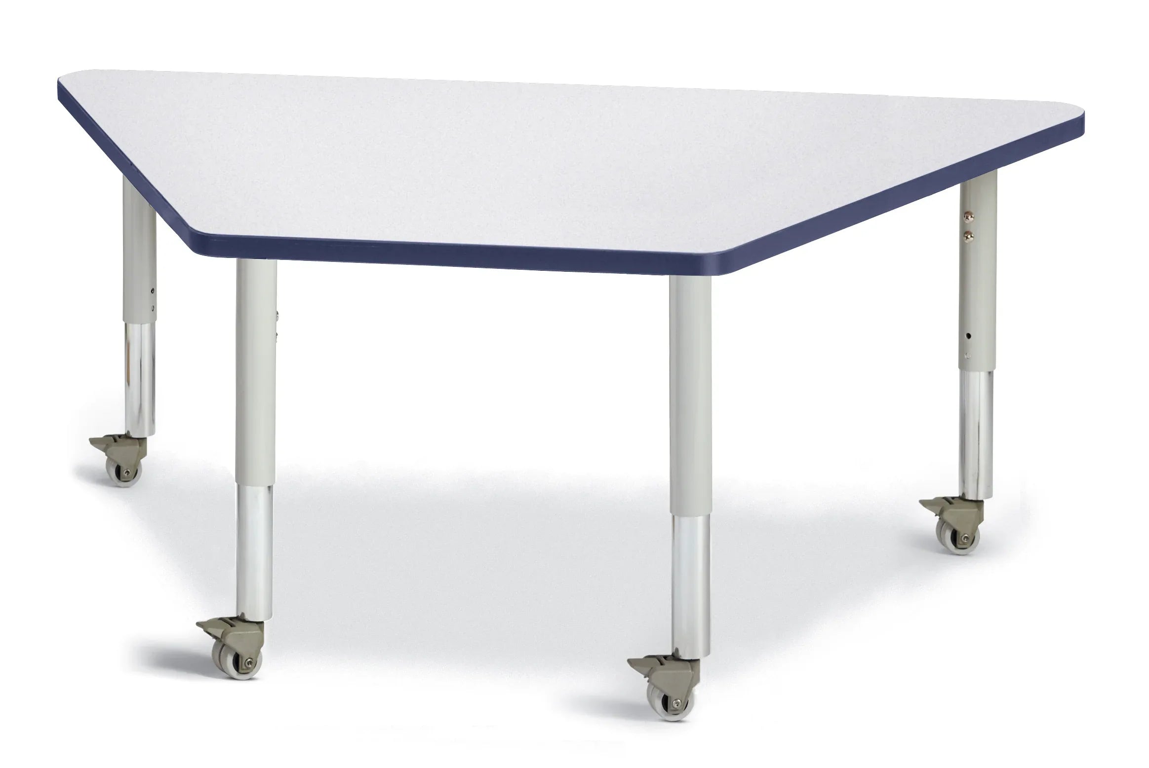 Berries® Trapezoid Activity Tables - 30" X 60", Mobile - Freckled Gray/Navy/Gray