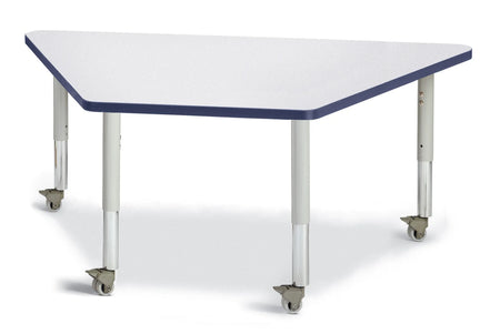 Berries® Trapezoid Activity Tables - 30" X 60", Mobile - Freckled Gray/Navy/Gray