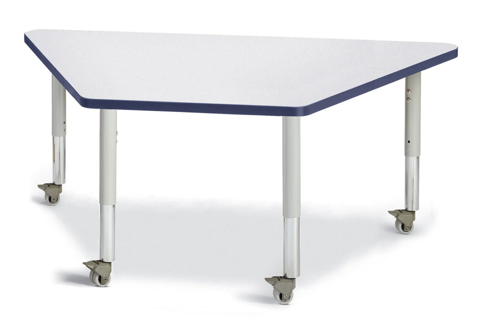 Berries® Trapezoid Activity Tables - 30" X 60", Mobile - Freckled Gray/Navy/Gray