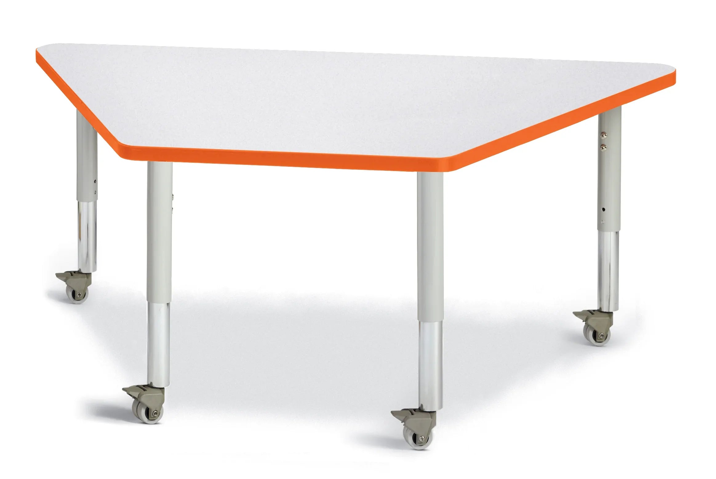 Berries® Trapezoid Activity Tables - 30" X 60", Mobile - Freckled Gray/Orange/Gray