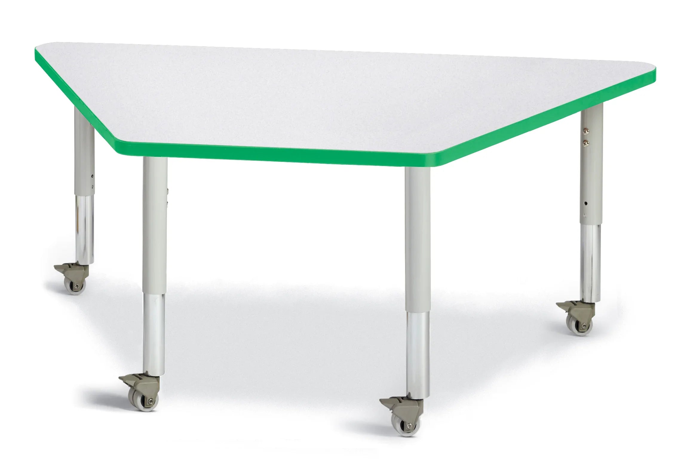 Berries® Trapezoid Activity Tables - 30" X 60", Mobile - Freckled Gray/Green/Gray