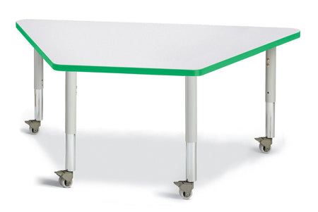 Berries® Trapezoid Activity Tables - 30" X 60", Mobile - Freckled Gray/Green/Gray