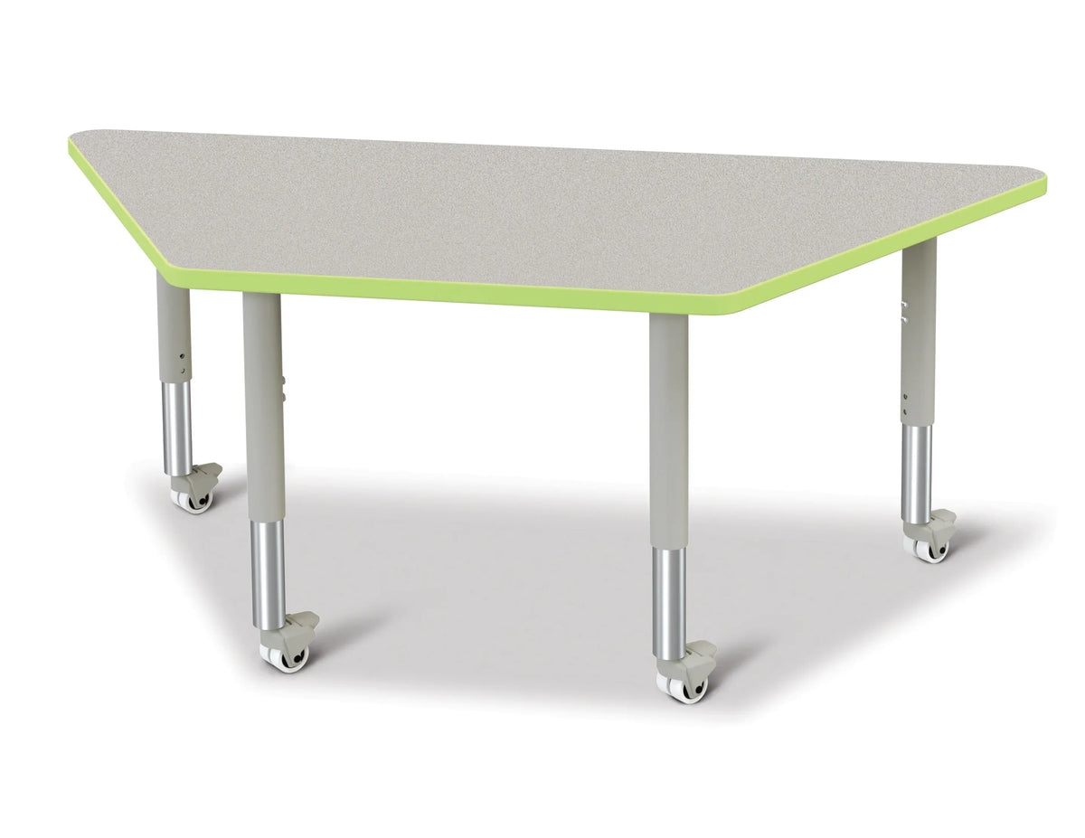 Berries® Trapezoid Activity Tables - 30" X 60", Mobile - Freckled Gray/Key Lime/Gray