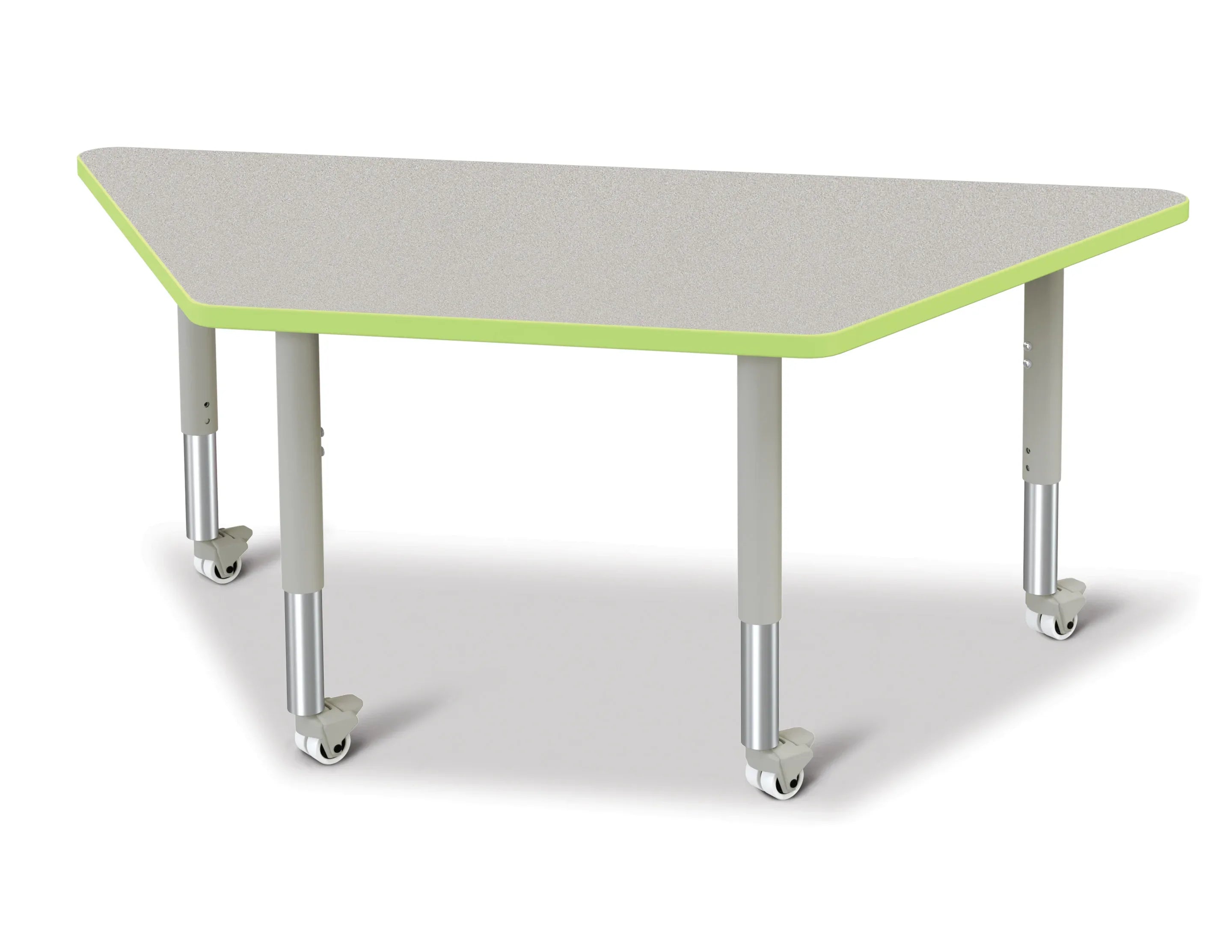 Berries® Trapezoid Activity Tables - 30" X 60", Mobile - Freckled Gray/Key Lime/Gray