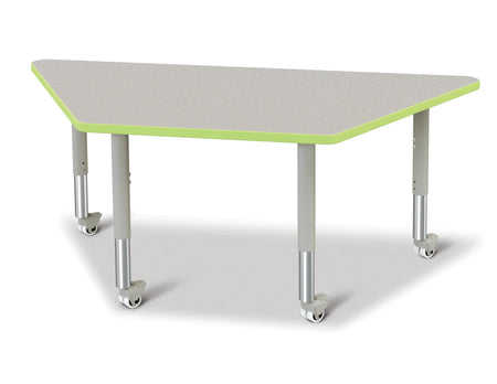 Berries® Trapezoid Activity Tables - 30" X 60", Mobile - Freckled Gray/Key Lime/Gray