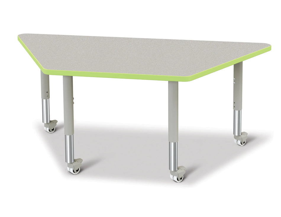Berries® Trapezoid Activity Tables - 30" X 60", Mobile - Freckled Gray/Key Lime/Gray