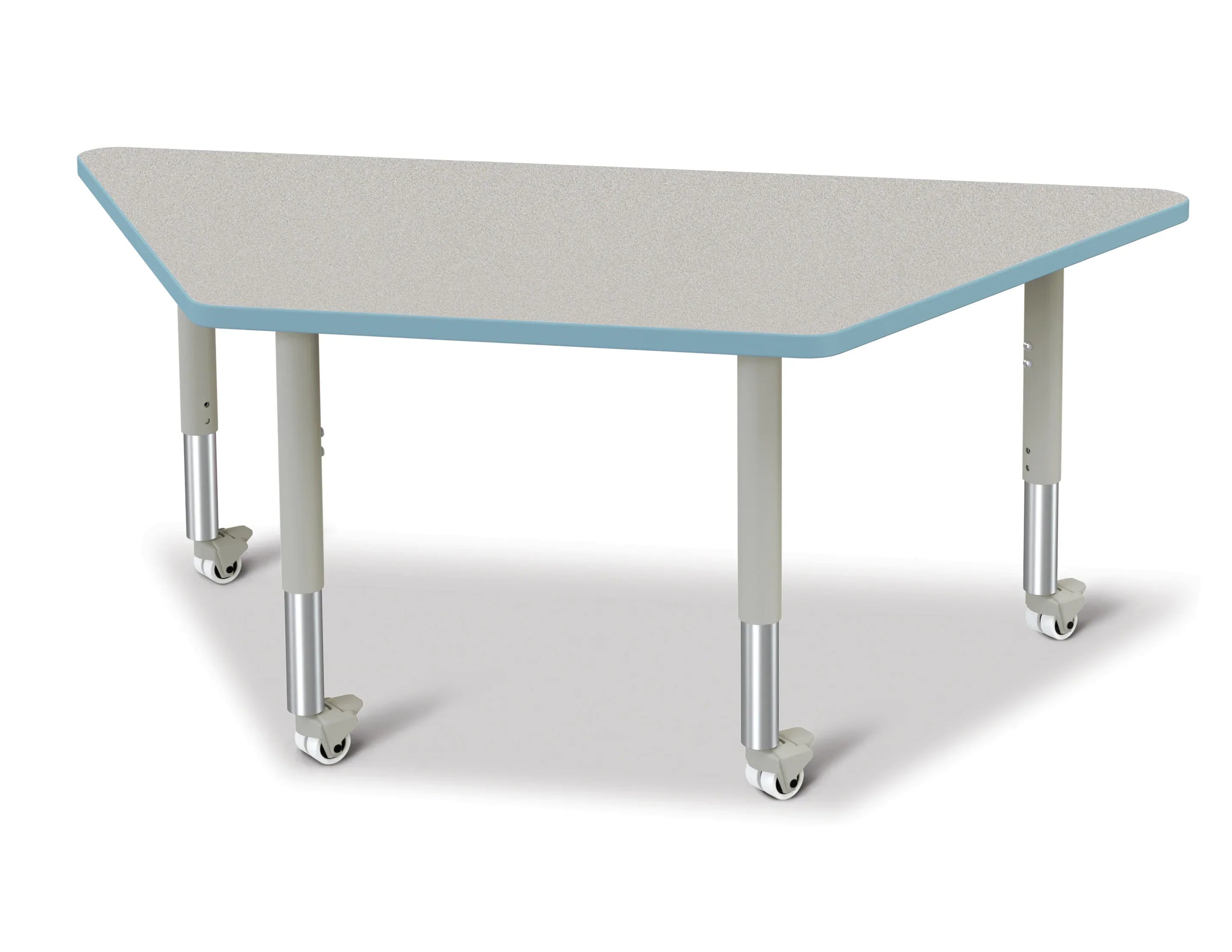 Berries® Trapezoid Activity Tables - 30" X 60", Mobile - Freckled Gray/Coastal Blue/Gray