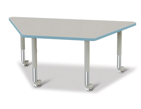 Berries® Trapezoid Activity Tables - 30" X 60", Mobile - Freckled Gray/Coastal Blue/Gray