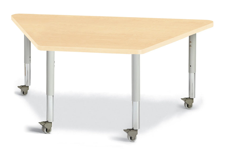 Berries® Trapezoid Activity Tables - 30" X 60", Mobile - Maple/Maple/Gray