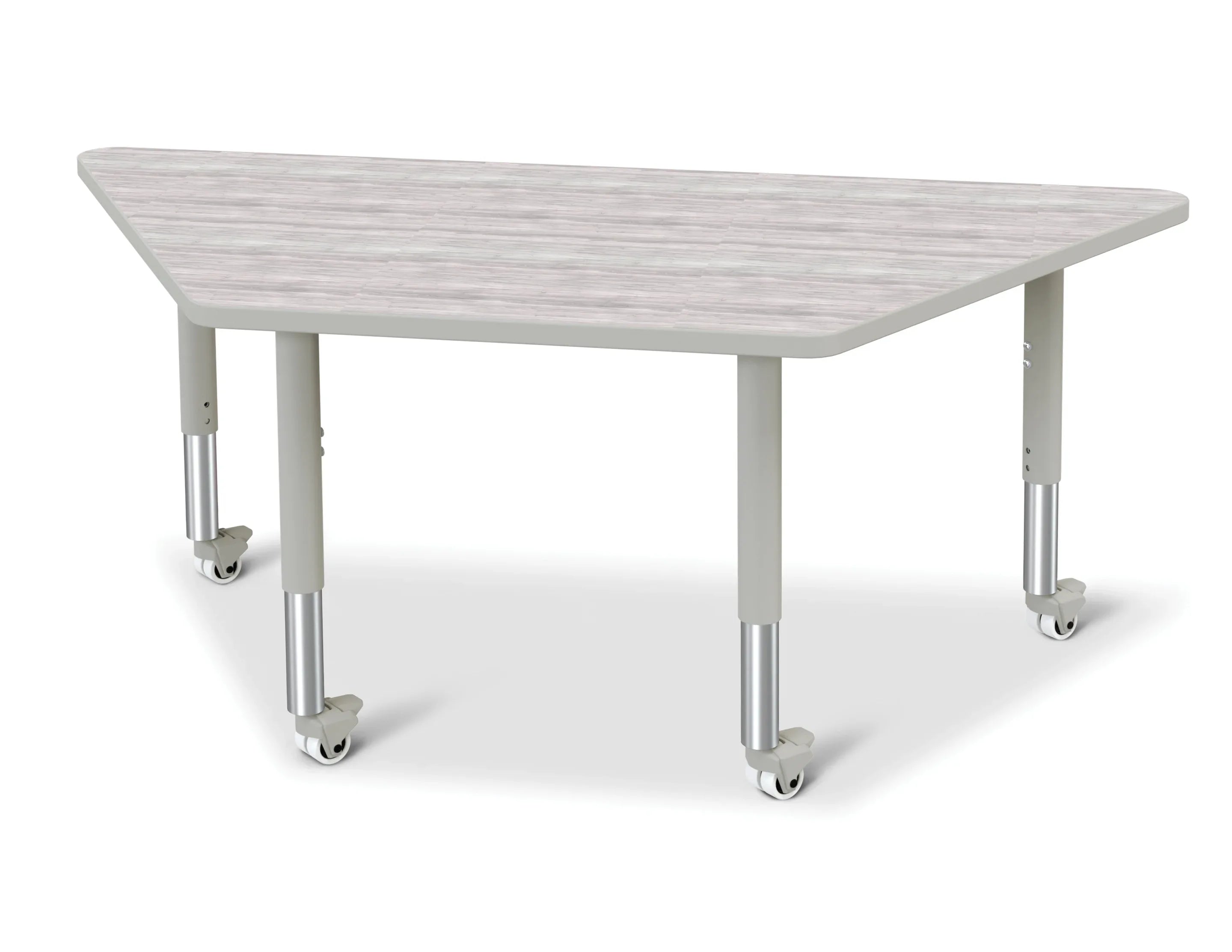 Berries® Trapezoid Activity Table - 30" X 60", Mobile - Driftwood Gray/Gray/Gray