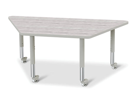 Berries® Trapezoid Activity Table - 30" X 60", Mobile - Driftwood Gray/Gray/Gray