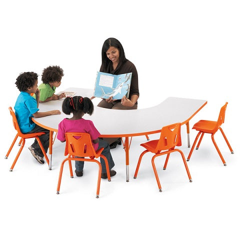 Berries® Horseshoe Activity Gray Table - 60" X 60", Color Trim Adjustable height