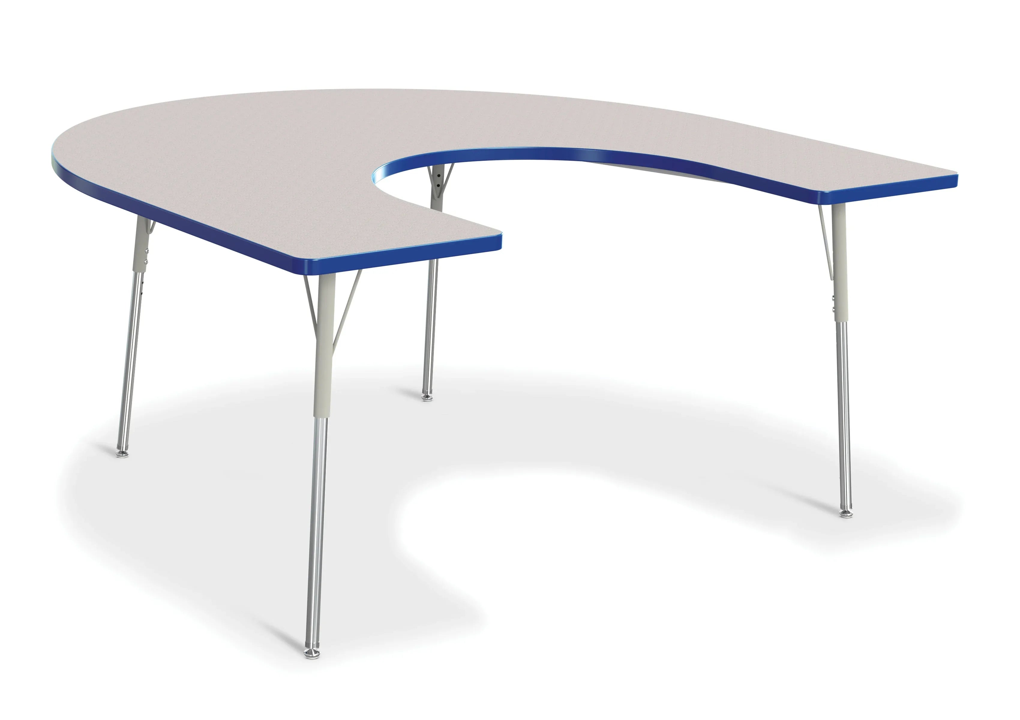 Berries® Horseshoe Activity Table - 66" X 60", A-height - Freckled Gray/Blue/Gray