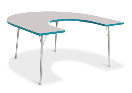 Berries® Horseshoe Activity Table - 66" X 60", A-height - Freckled Gray/Teal/Gray