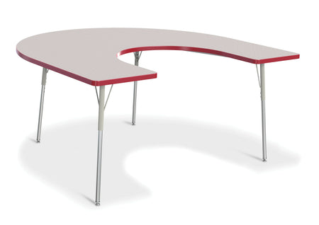 Berries® Horseshoe Activity Table - 66" X 60", A-height - Freckled Gray/Red/Gray