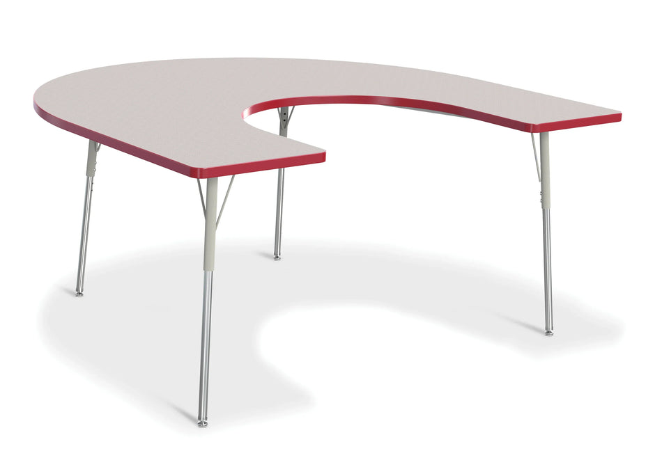Berries® Horseshoe Activity Table - 66" X 60", A-height - Freckled Gray/Red/Gray