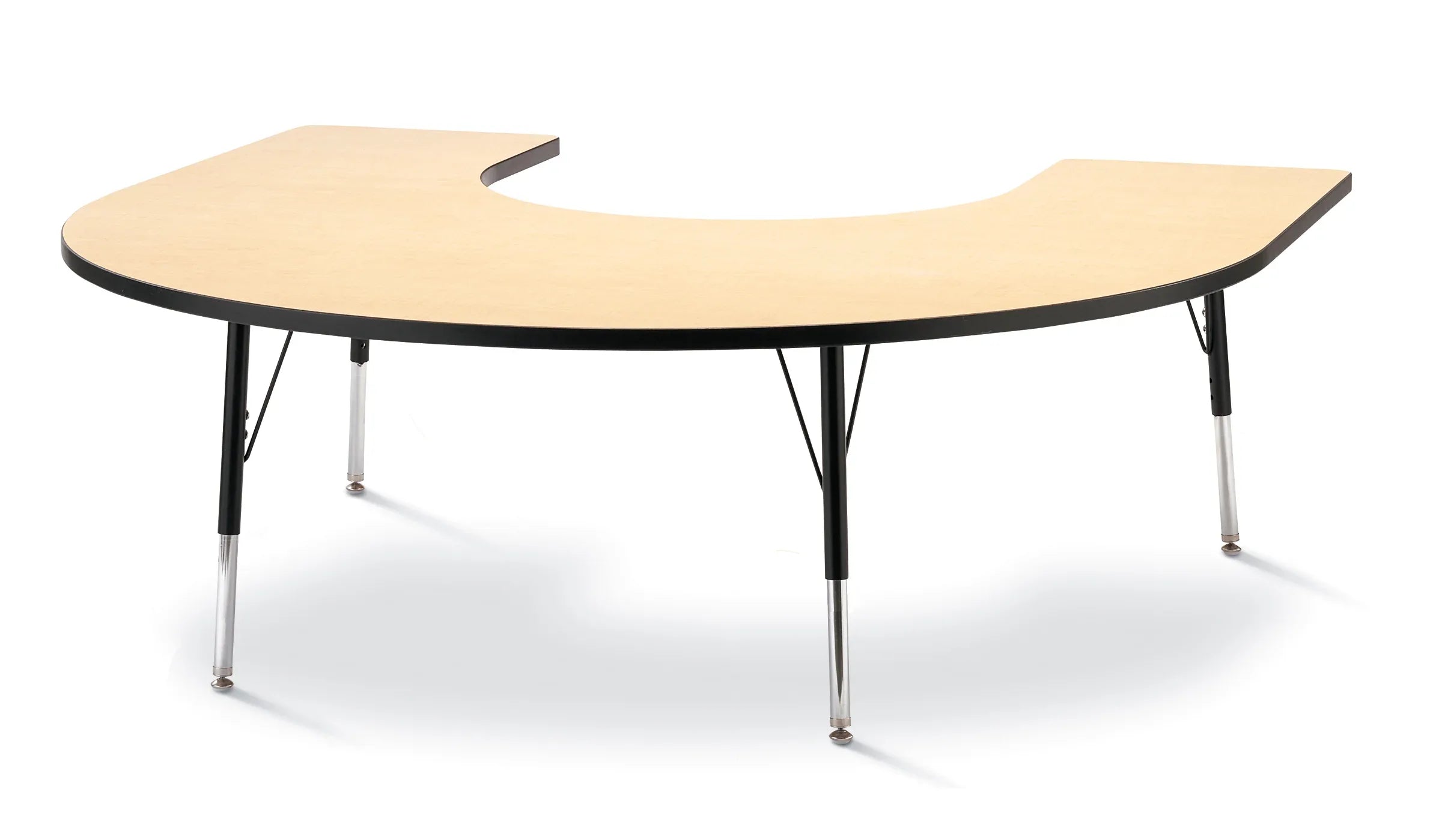 Berries® Horseshoe Activity Table - 66" X 60", A-height - Maple/Black/Black