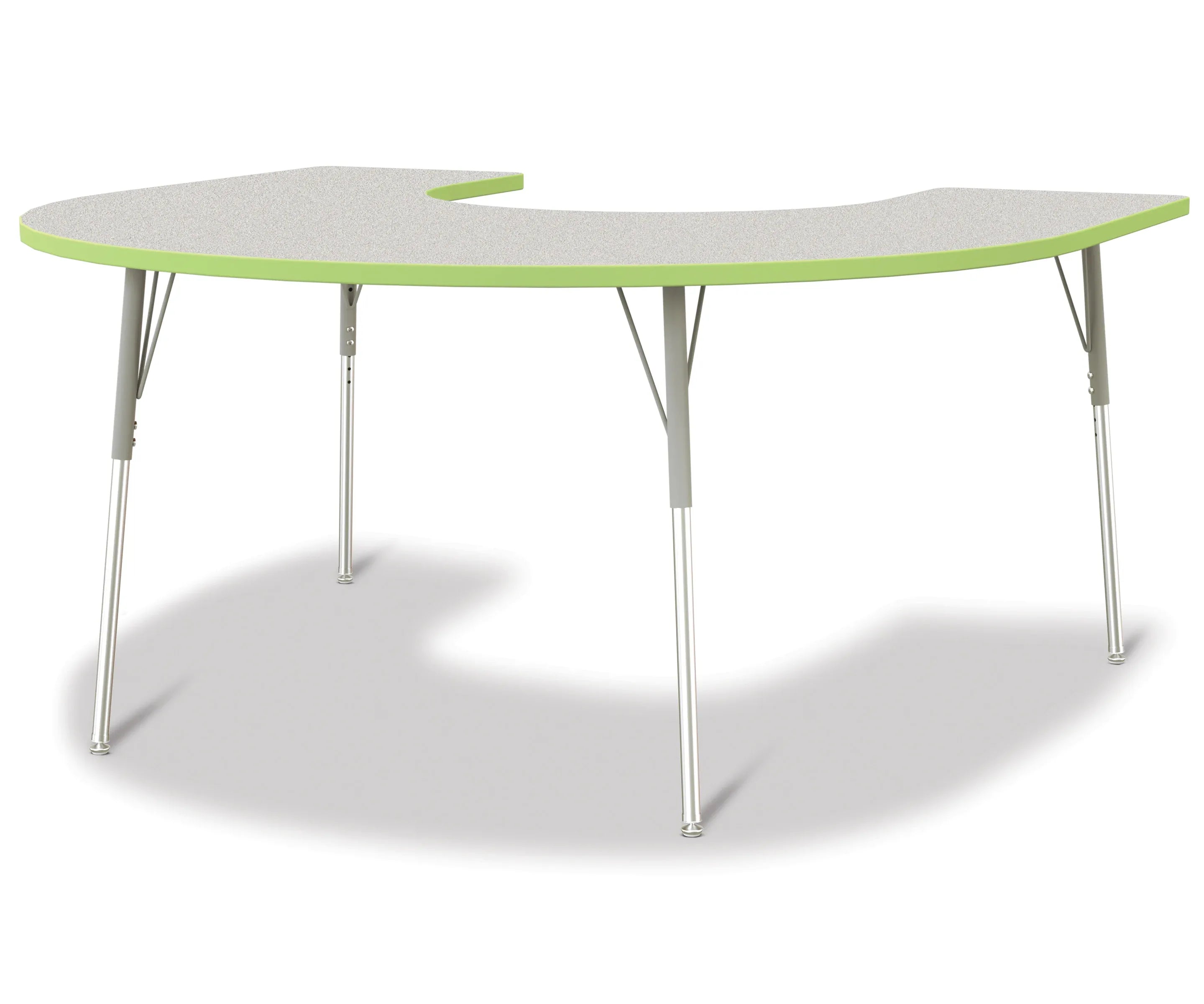 Berries® Horseshoe Activity Table - 66" X 60", A-height - Freckled Gray/Key Lime/Gray