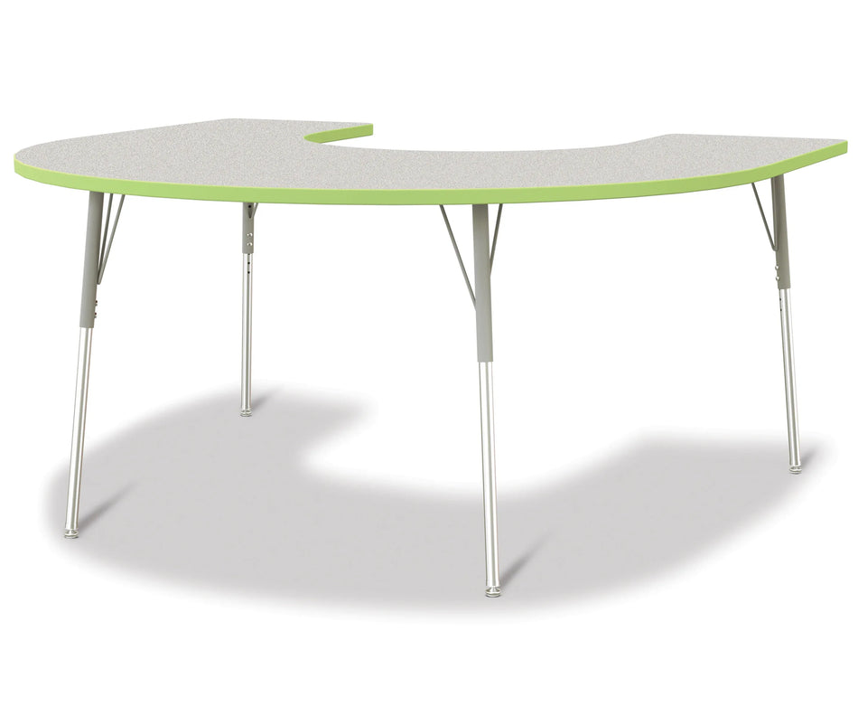 Berries® Horseshoe Activity Table - 66" X 60", A-height - Freckled Gray/Key Lime/Gray