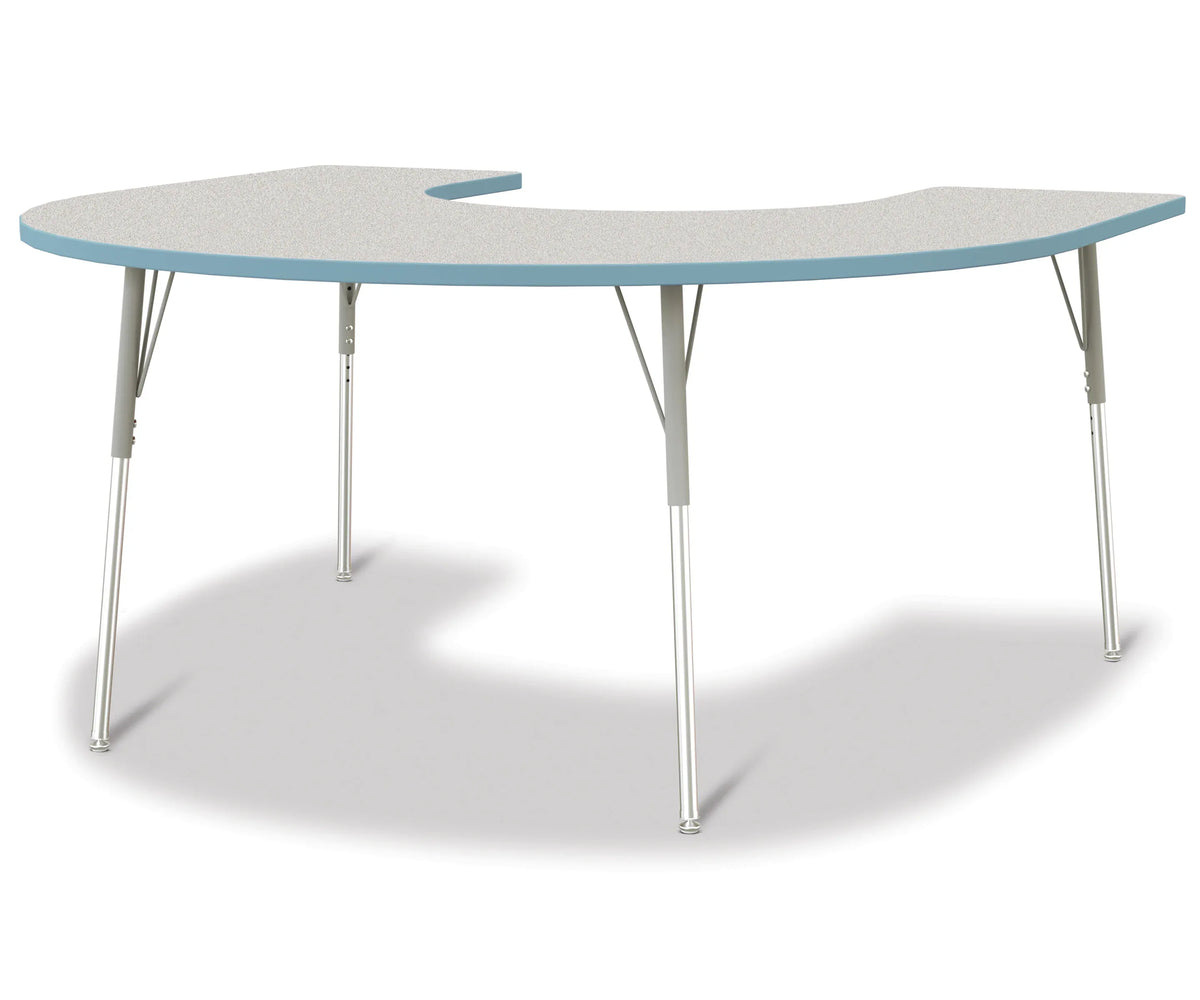 Berries® Horseshoe Activity Table - 66" X 60", A-height - Freckled Gray/Coastal Blue/Gray