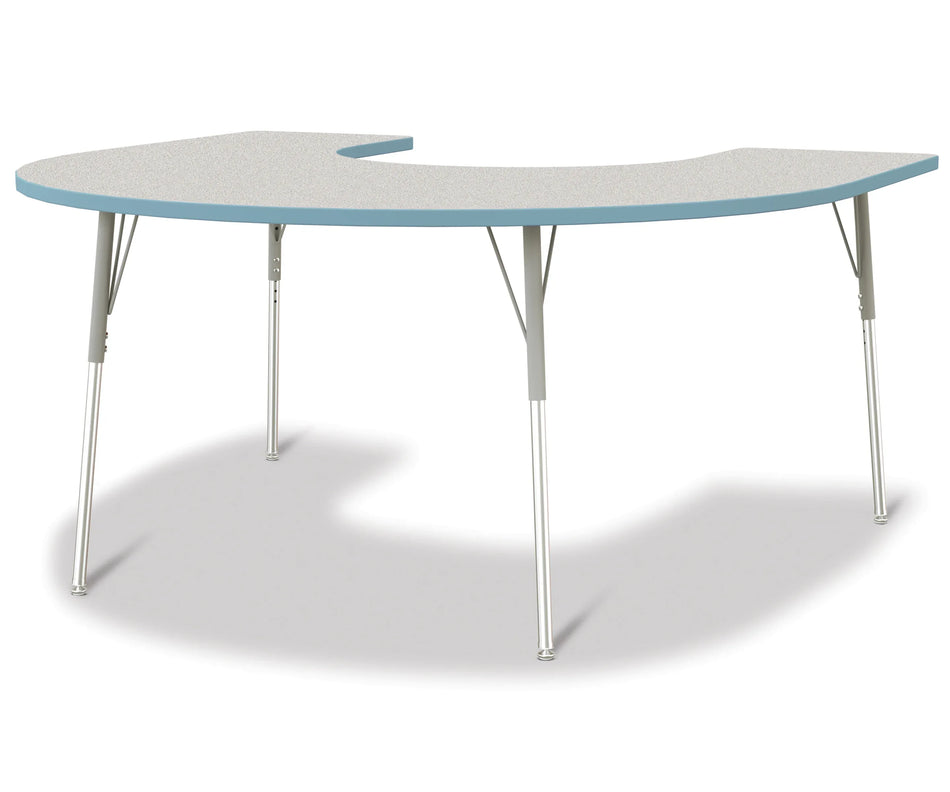 Berries® Horseshoe Activity Table - 66" X 60", A-height - Freckled Gray/Coastal Blue/Gray