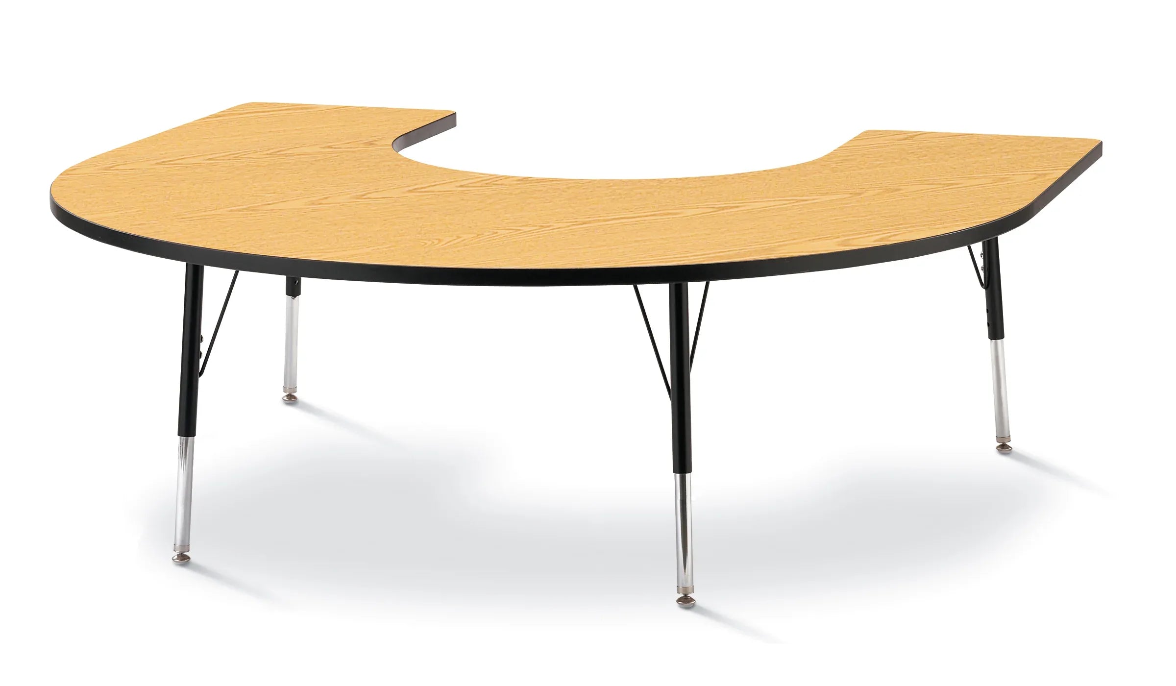 Berries® Horseshoe Activity Table - 66" X 60", A-height - Oak/Black/Black