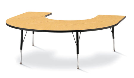 Berries® Horseshoe Activity Table - 66" X 60", A-height - Oak/Black/Black