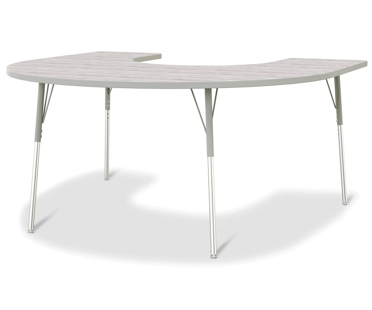 Berries® Horseshoe Activity Table - 60" X 66", A-height - Driftwood Gray/Gray/Gray