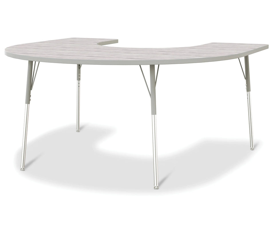Berries® Horseshoe Activity Table - 60" X 66", A-height - Driftwood Gray/Gray/Gray
