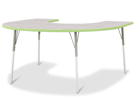 Berries® Horseshoe Activity Table - 60" X 66", A-height - Driftwood Gray/Key Lime/Gray