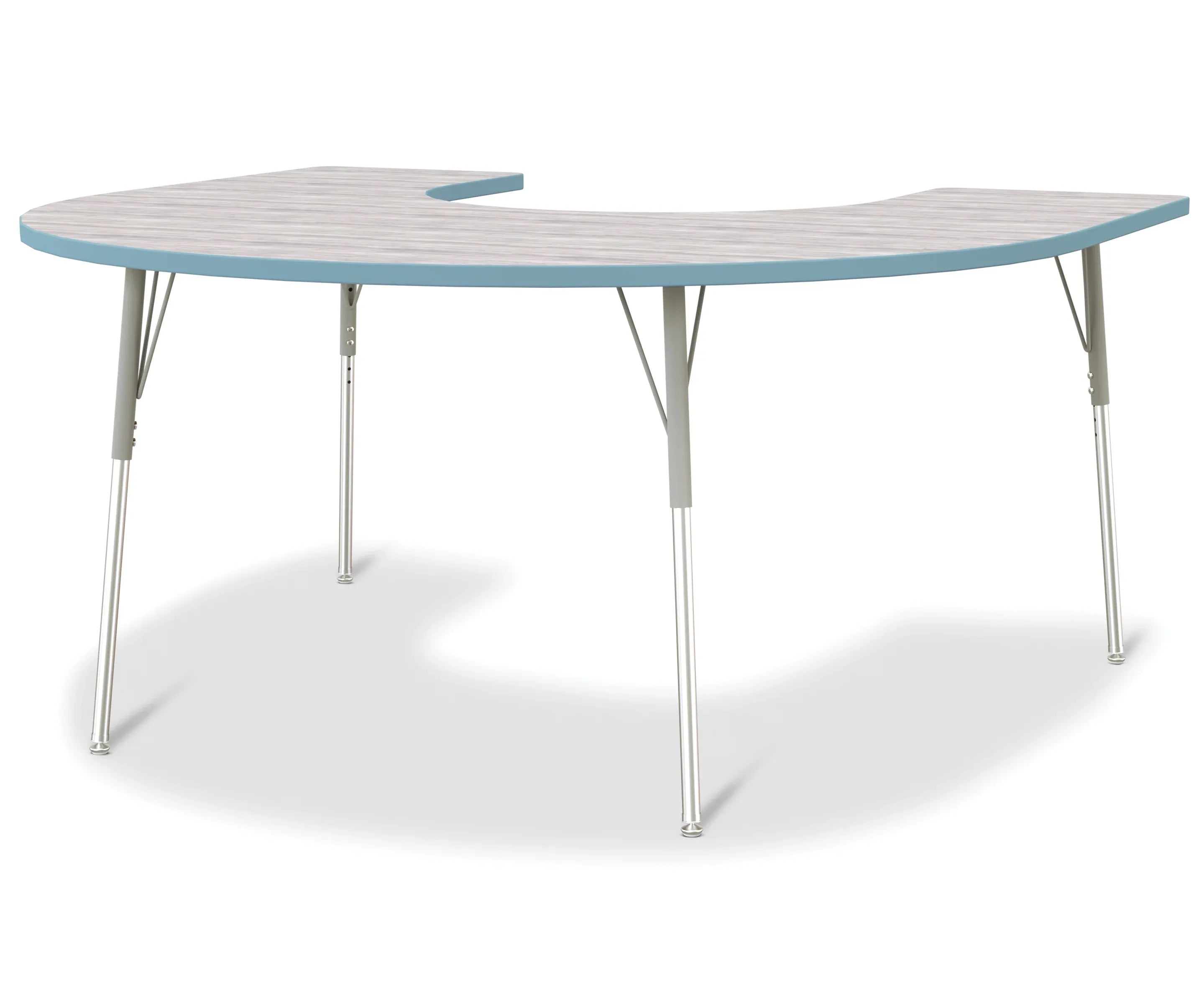 Berries® Horseshoe Activity Table - 60" X 66", A-height - Driftwood Gray/Coastal Blue/Gray