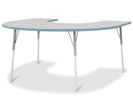 Berries® Horseshoe Activity Table - 60" X 66", A-height - Driftwood Gray/Coastal Blue/Gray