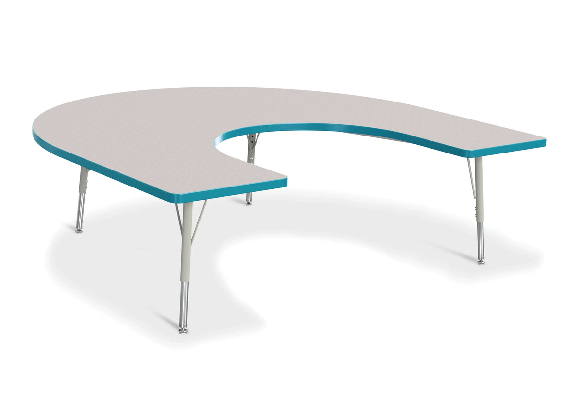 Berries® Horseshoe Activity Table - 66" X 60", E-height - Freckled Gray/Teal/Gray