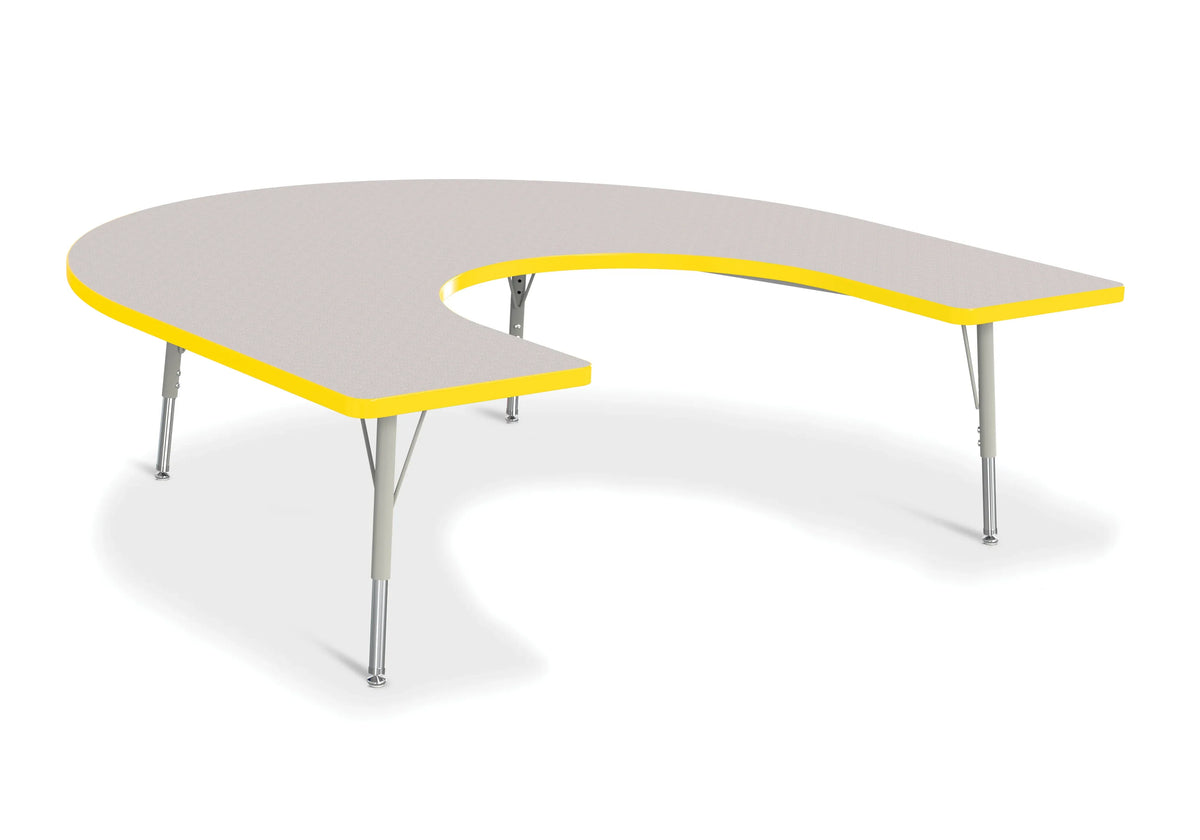 Berries® Horseshoe Activity Table - 66" X 60", E-height - Freckled Gray/Yellow/Gray