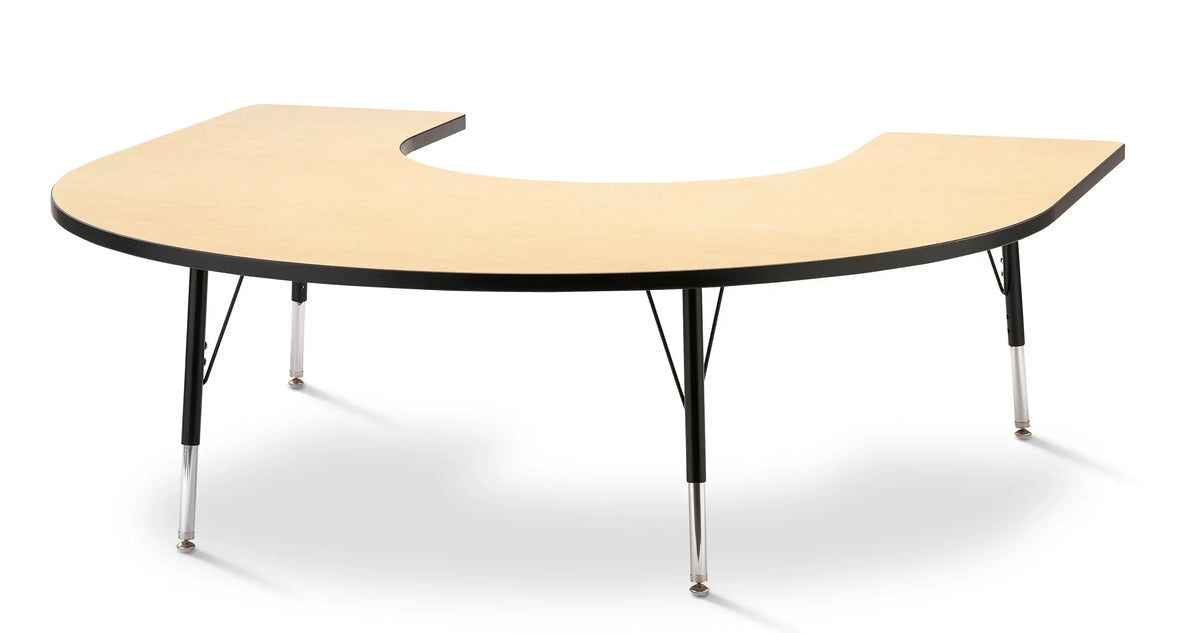 Berries® Horseshoe Activity Table - 66" X 60", E-height - Maple/Black/Black
