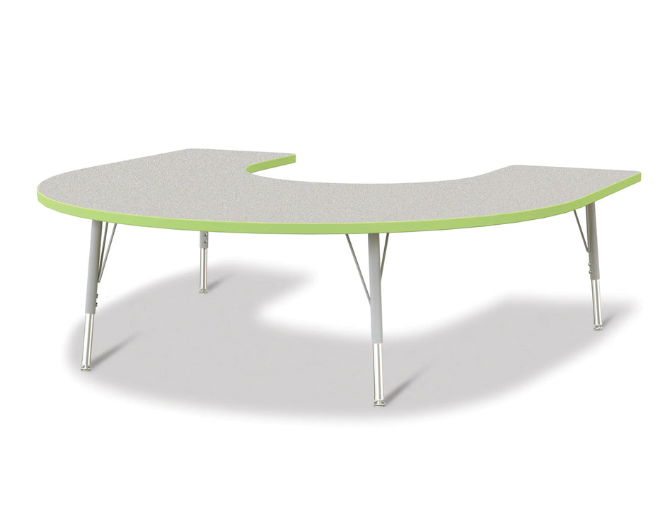 Berries® Horseshoe Activity Table - 66" X 60", E-height - Freckled Gray/Key Lime/Gray