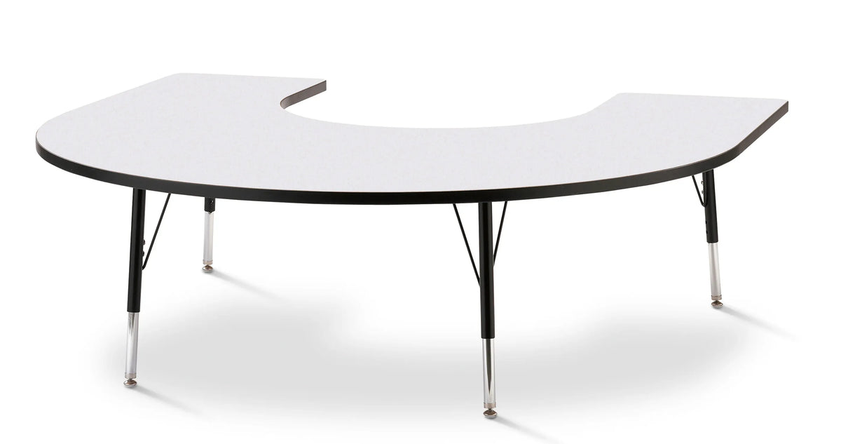 Berries® Horseshoe Activity Table - 66" X 60", E-height - Freckled Gray/Black/Black