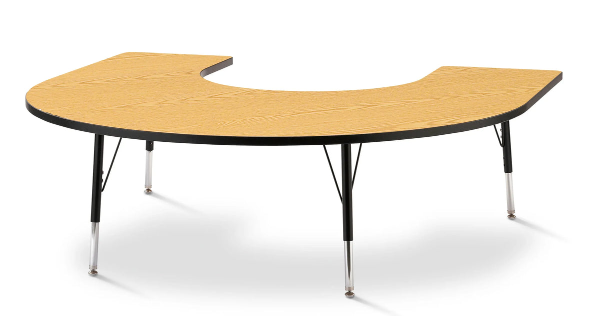 Berries® Horseshoe Activity Table - 66" X 60", E-height - Oak/Black/Black