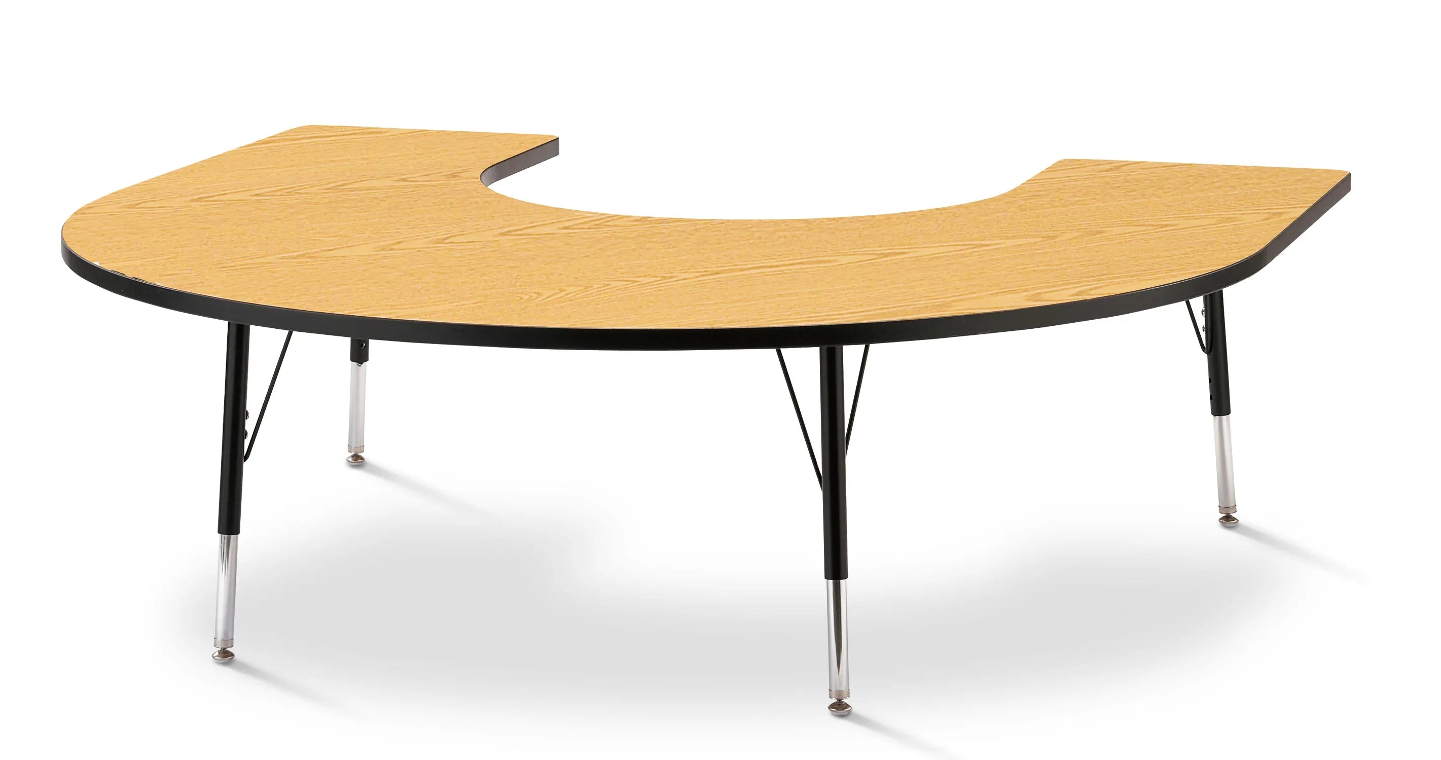 Berries® Horseshoe Activity Table - 66" X 60", E-height - Oak/Black/Black