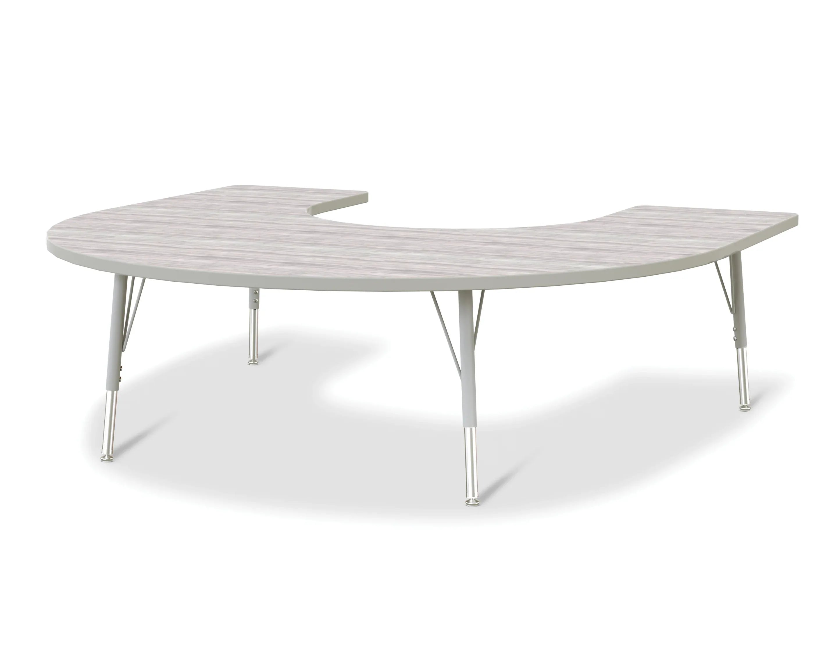 Berries® Horseshoe Activity Table - 60" X 66", E-height - Driftwood Gray/Gray/Gray