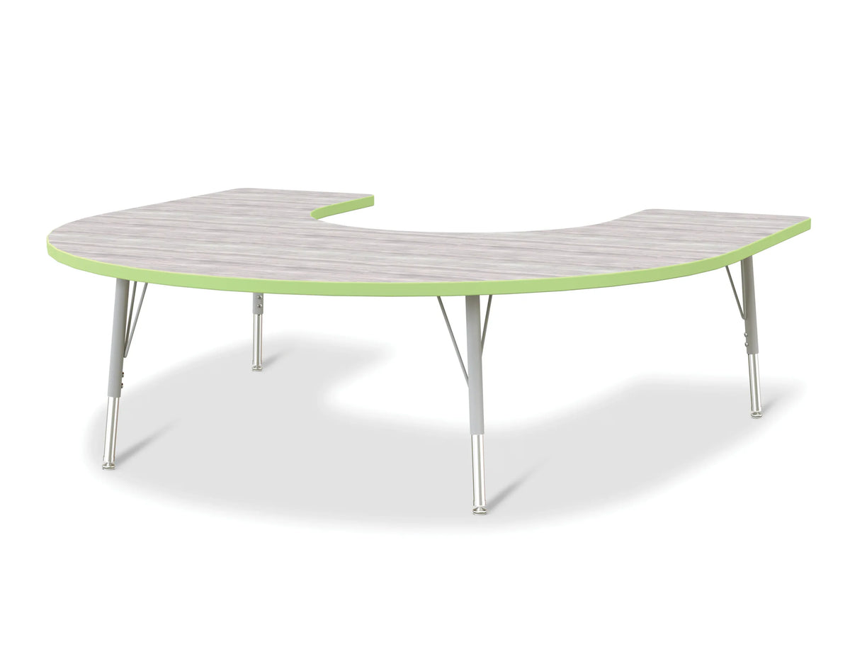 Berries® Horseshoe Activity Table - 60" X 66", E-height - Driftwood Gray/Key Lime/Gray